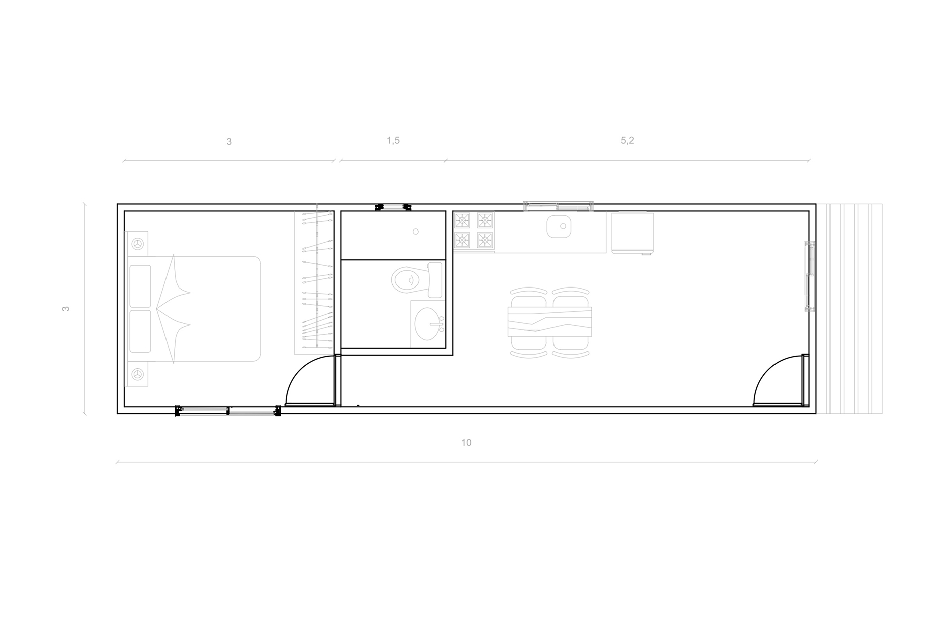 Módulo Isopanel 30m² - Plano alternativo 2