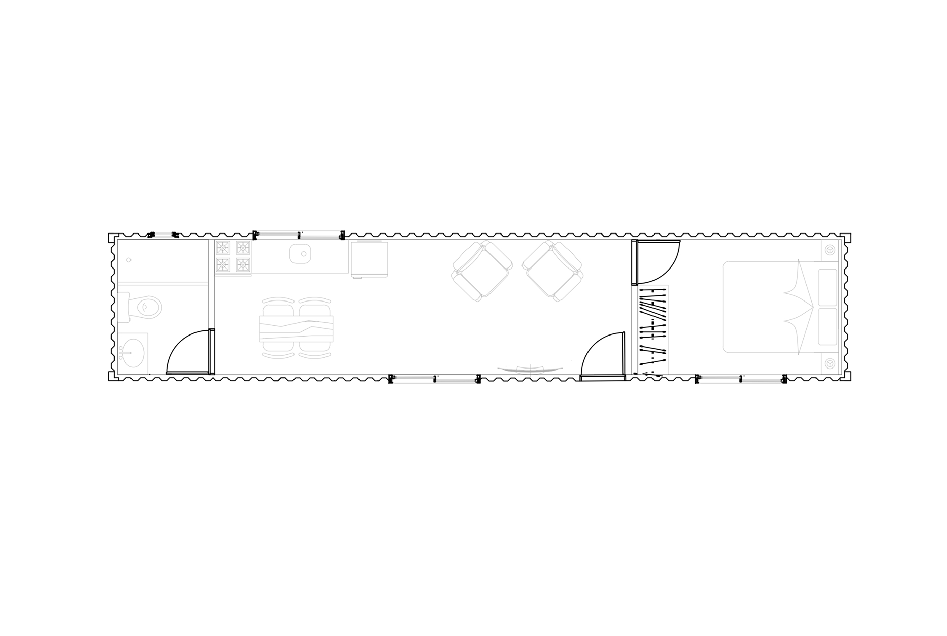 Contenedor 12m - Plano